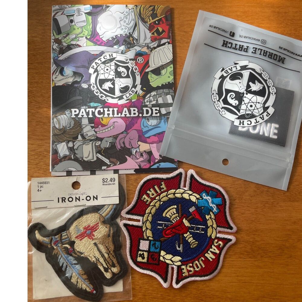 Lot 3 Patches by Patchlab San Jose Fire, Get it Done & Bull Scull Iron On Patch